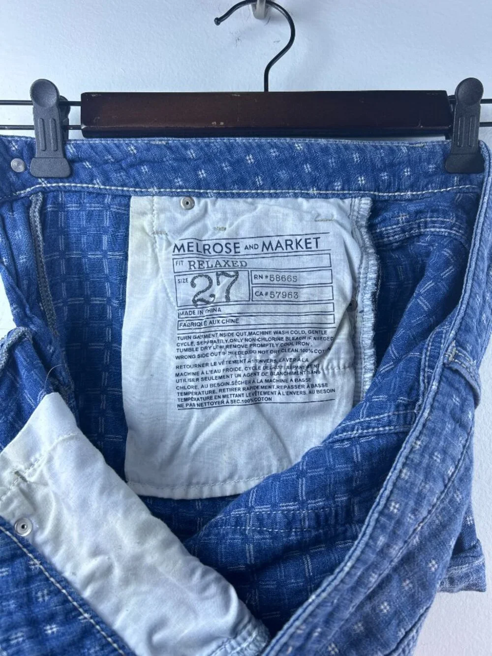 Melrose and Market Denim Shorts Relaxed Fit Blue Dot Print Size 27